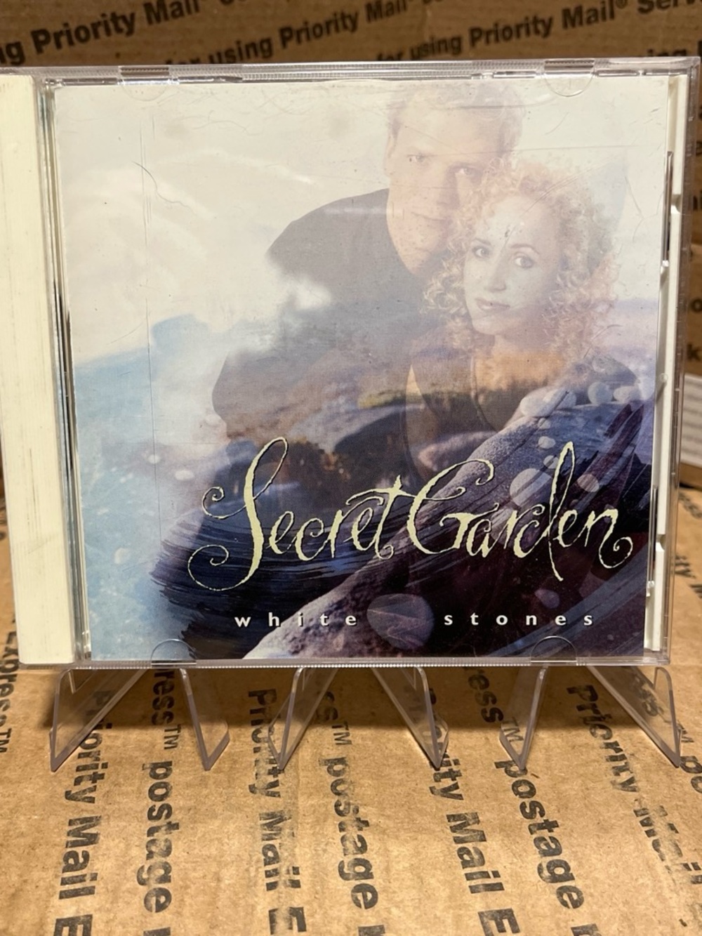 White Stones Decorative CD Case - White/Blue